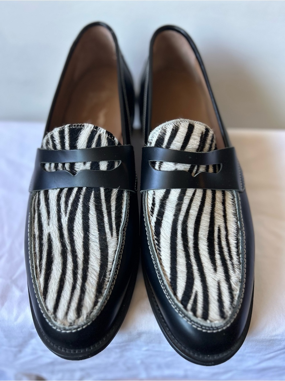 Duke & Dexter Pony Hair Zebra Print Loafers - Size 12 - Handmade in England